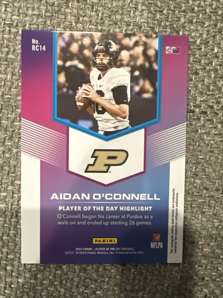 2023 Panini Player Of The Day Aidan O'Connell RC Red /99 #RC14 Purdue-Raiders - Image 2 of 2