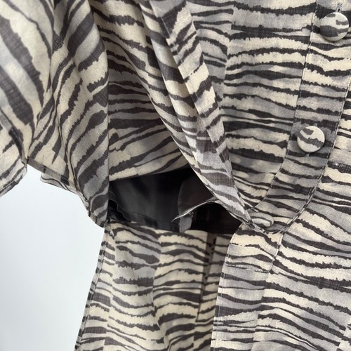 Adrianna Papell Button Front Silk Tunic Top Shirt Size 10 Animal Print Lined - Picture 7 of 12