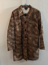 Tara Jones 1x Women Brown Leopard Animal Print Trench Coat Jacket