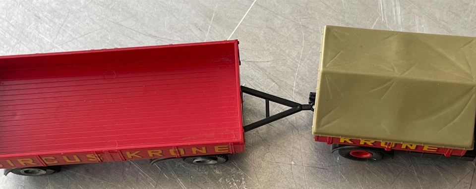 Brekina Pritschen mit Anhänger Circus Krone M.A.N Diesel H0 Werbung ohne OVP - Bild 2 von 4