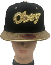 OBEY Diamond Gold Metal Hip Hop Snapback Adjustable Baseball Cap Hats LOT 1-12pc
