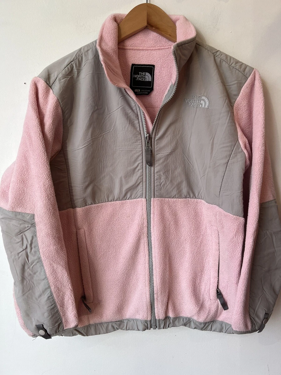 The North Face Youth Girls Denali Jacket Fleece Full Zip Pink Gray L