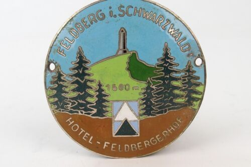 Ancienne plaque en émail moto/voiture - Hôtel Feldbergerhof Forêt-Noire - 6cm - Photo 1/2