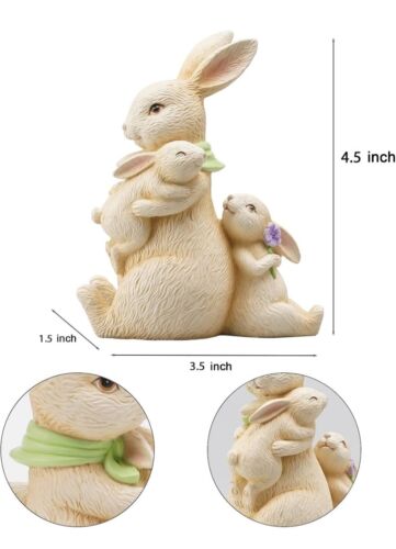 Easter Decorations Family Bunny Figurines Spring-Decor – Resin Sitting Bunny Mom - Picture 7 of 9