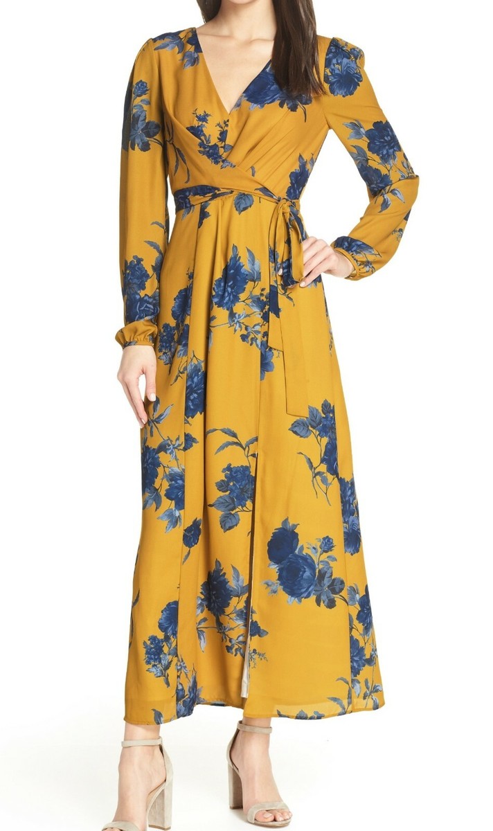 knee length dresses for ladies Bebe Women's Long Sleeve Faux Wrap Ruched Mini Dress