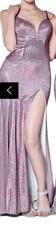 Cinderella Divine Pink Sexy Metallic Glitter Gown with Slit