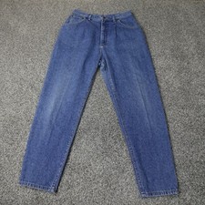VINTAGE Lee Jeans Womens 14 Dark Blue Denim Pants Tapered Western Workwear USA