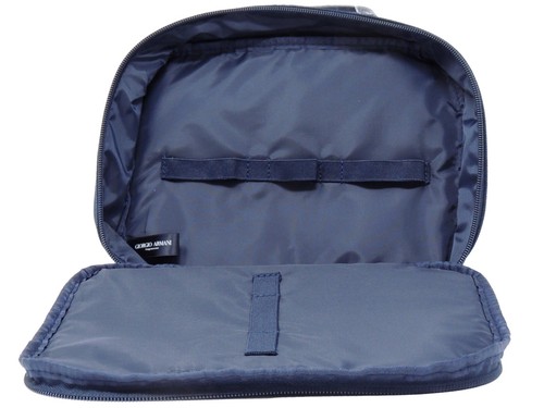 GIORGIO ARMANI NAVY DENIM TOILETRY COSMETIC SMALL TRAVEL BAG NEW - Picture 2 of 4