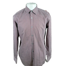 Hugo Boss Regular Fit Men's Size M Striped Cotton Long Sleeve Casual Shirt