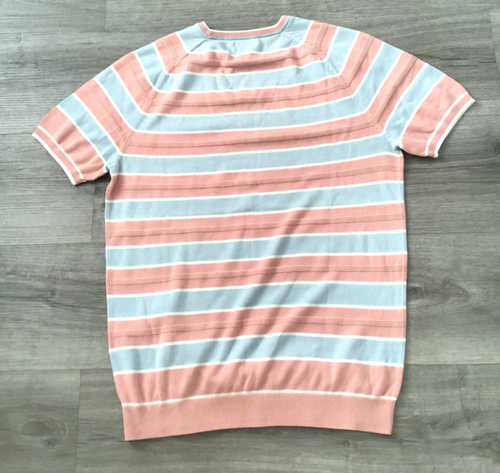 Reiss ALFIO Knit Stripe SS Top - Pink / Blue - Size Small - Picture 3 of 6