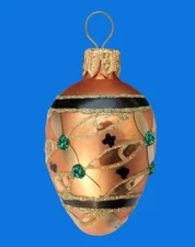 GOLD COPPER EGG FABERGE INSPIRED EUROPEAN BLOWN GLASS CHRISTMAS TREE ORNAMENT