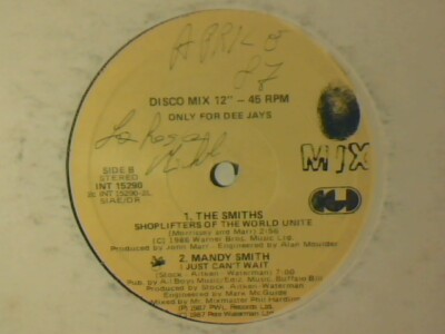 12'' SMITHS Shoplifters of the world unite MEL & KIM MANDY SMITH ITALY UNIQUE PR0