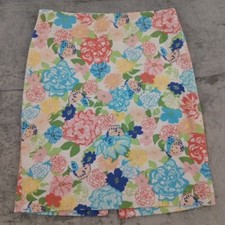 Talbots Skirt Size 8 Multicolor Floral Butterfly Pattern Textured Knee Length