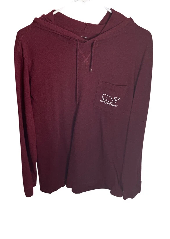 Vineyard Vines Burgundy Long Sleeve Hoodie T-Shirt pocket Men’s Medium Preppy