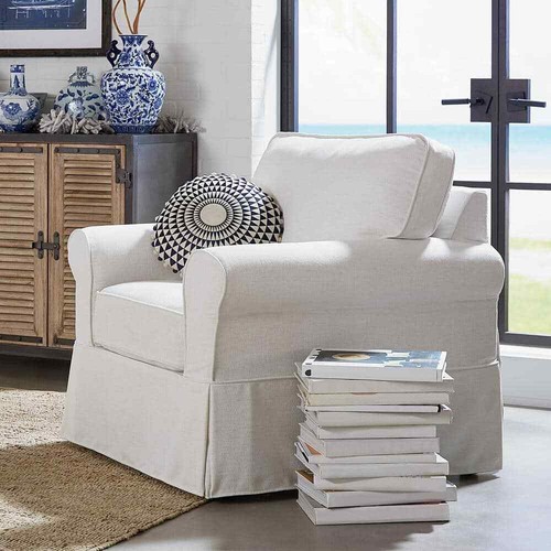 Ashton Ivory Polyester Arm Chair w/Removable Cushions (Set of 1) eBay