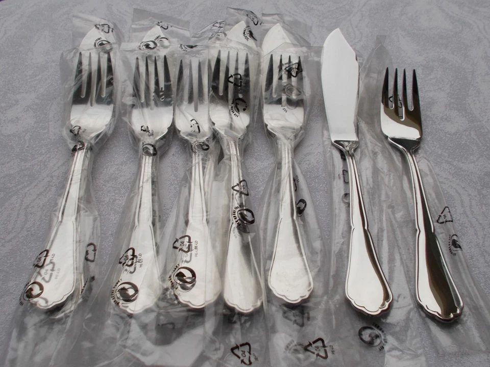 *RAR* 12-tlg. Fischbesteck BSF Engl. Chippendale Edelstahl 18/10 Fabrikneu OVP