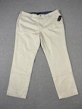 Nautica Deck Pants Mens 42x32 Khaki Flat Front Classic Fit Chino Straight Legs