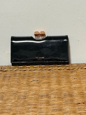 Ted Baker Black Patent Leather Kiss Clasp Wallet