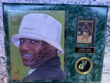 *RARE* LeBron James Signed Framed Photo 15x12 Plaque w/ Rookie Card & COA NBA