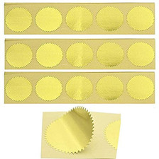 100Pcs Embossing Stickers Blank Metallic Gold Certificate Seals Embossed Foil Sc