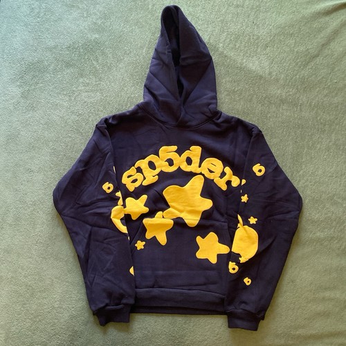 Neu Sp5der schwarz-gelber Beluga Hoodie Größe M