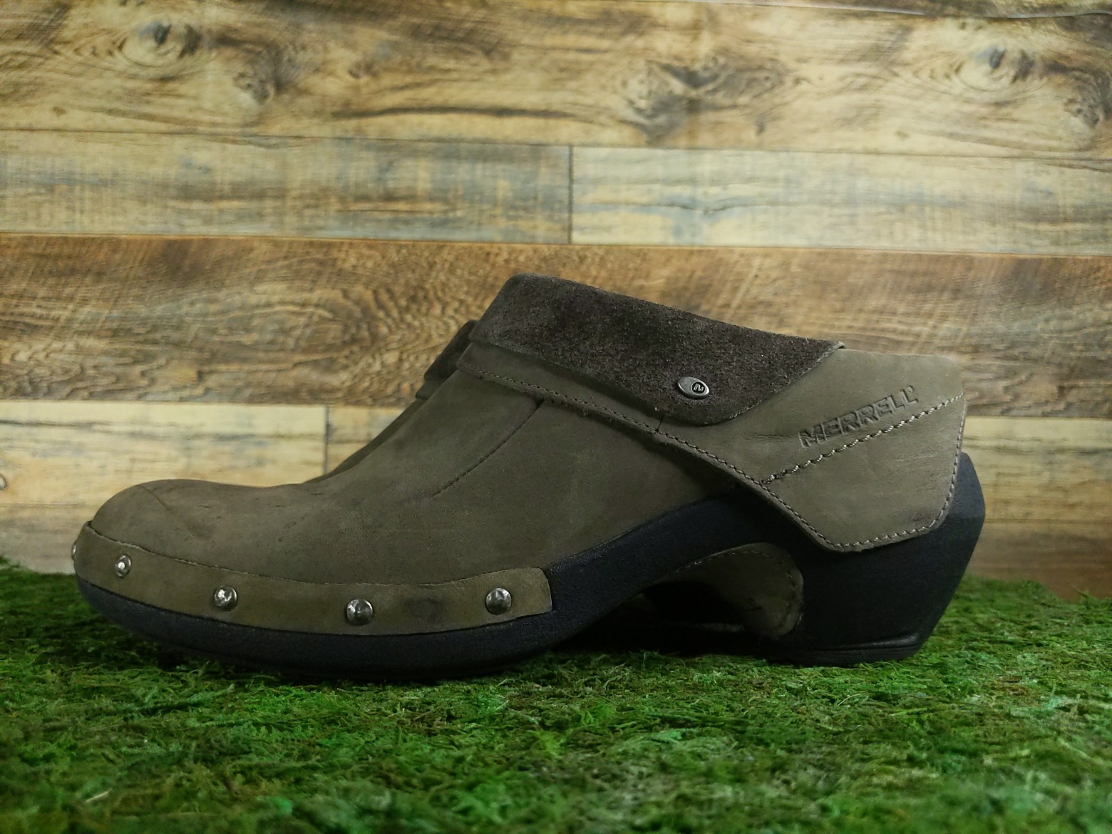 MERRELL DONNA SCARPE SLIP ON IN PELLE misura 6 5 MARRONI ZOCCOLI SLIDES