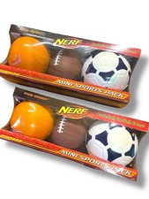 NERF Pro Shop MINI SPORTS PACK Soft Foam Basketball, Football, Soccer NEW SEALED