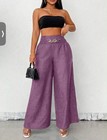 High-Waist Wide Leg Palazzo Pants – Emerald tan  Flowy Lounge Trousers — photo 2