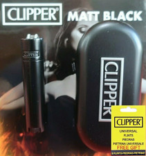 Véritable Clipper Briquet Métal Mini MATT BLACK Avec Étui Chrome