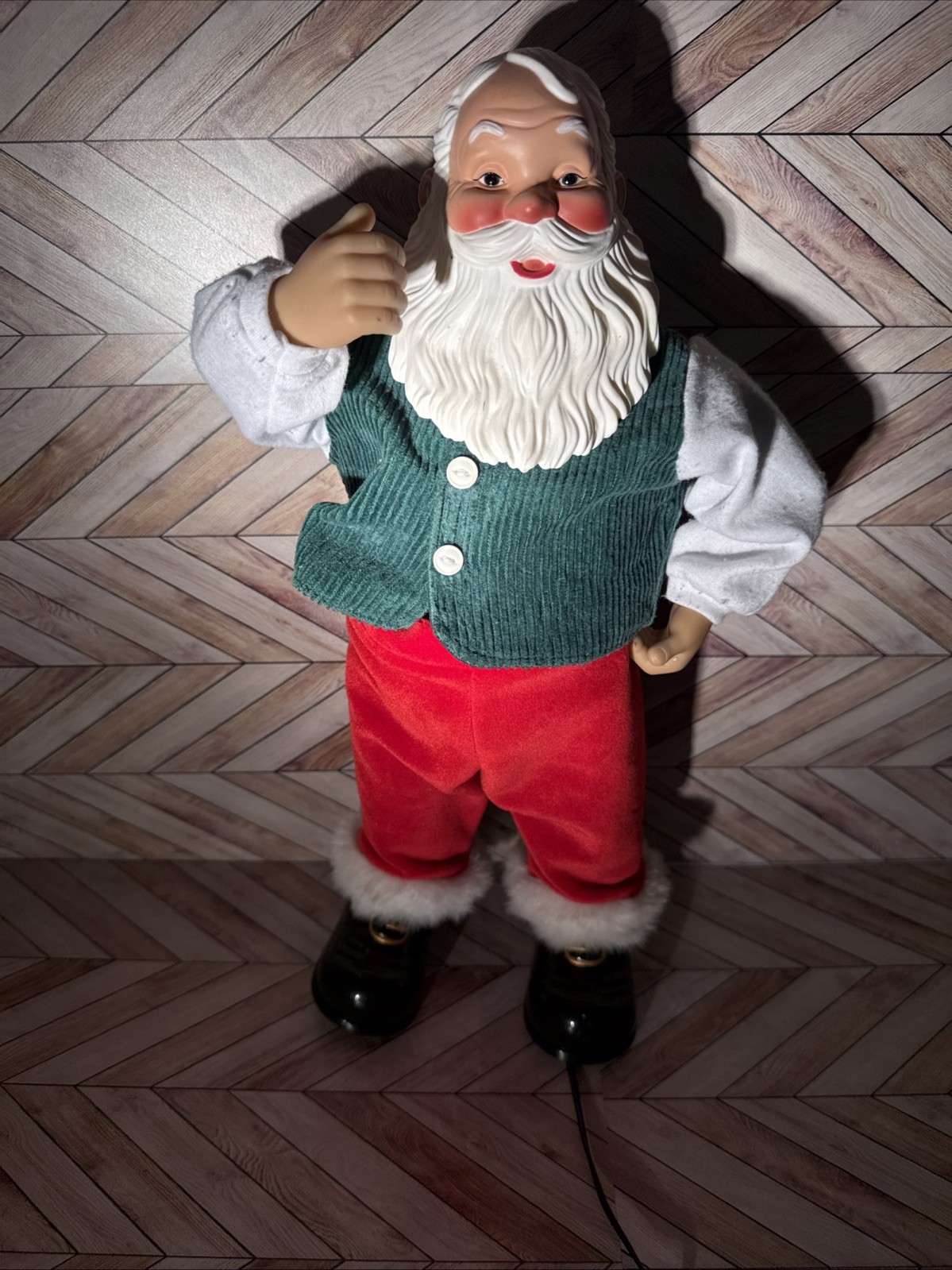 Vtg 90s Rock A Long Santa Animated Dancing Musical Original Up on The House Top
