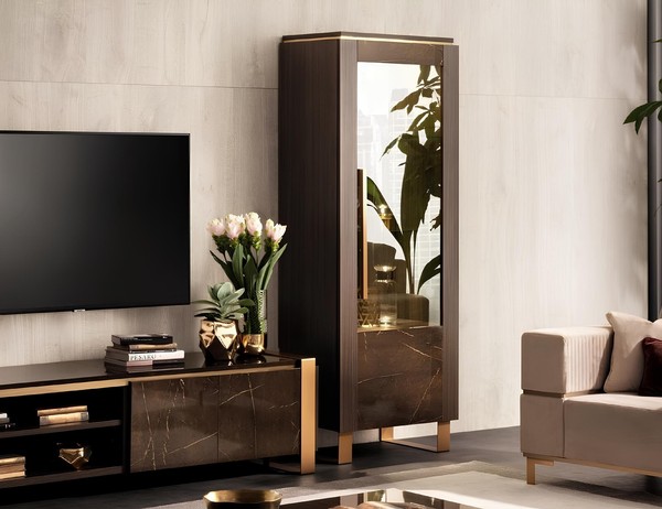 Vitrine Holz Schrank Klassische Vitrinen Holz SchräNke Design Wohnzimmer MöBel-image