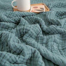 EMME Muslin Throw Blanket 100 Cotton Gauze Soft Lightweight 50x70 Teal 8