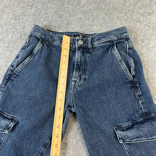 7 For All Mankind Cargo Tess Jeans Womens Loose Straight Baggy Dark Blue 27 32 - Picture 5 of 12