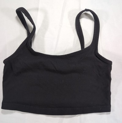 Divided by H&M basic square neck cropped cami tank top in classic solid black