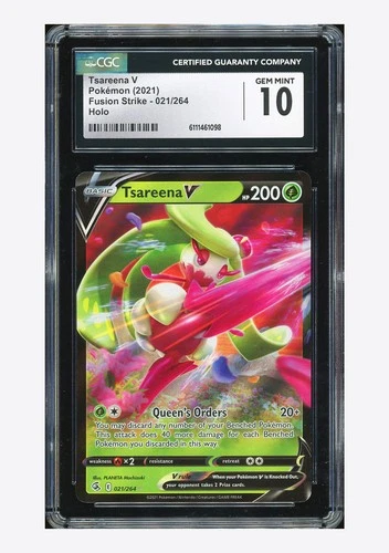 Pokemon CGC 10 GEM MINT Tsareena V Ultra Rare 2021 021/264 Fusion Strike English