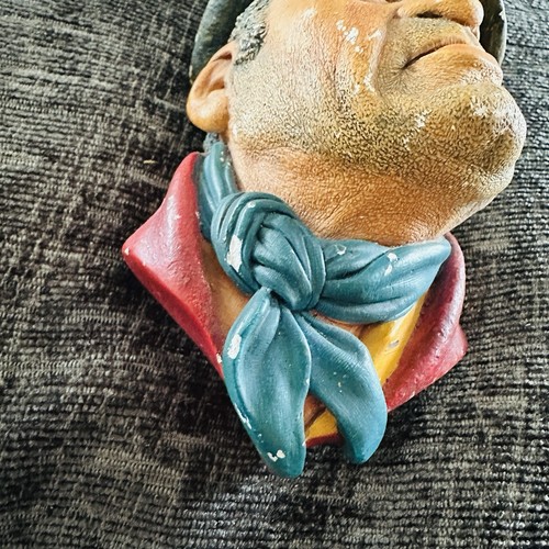 Vintage Bossons Chalkware Wall Hanger Head Bill Sikes Dickens 1964 - Foto 4 di 5