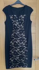 Dress, Black With Lace Detail, Size 14