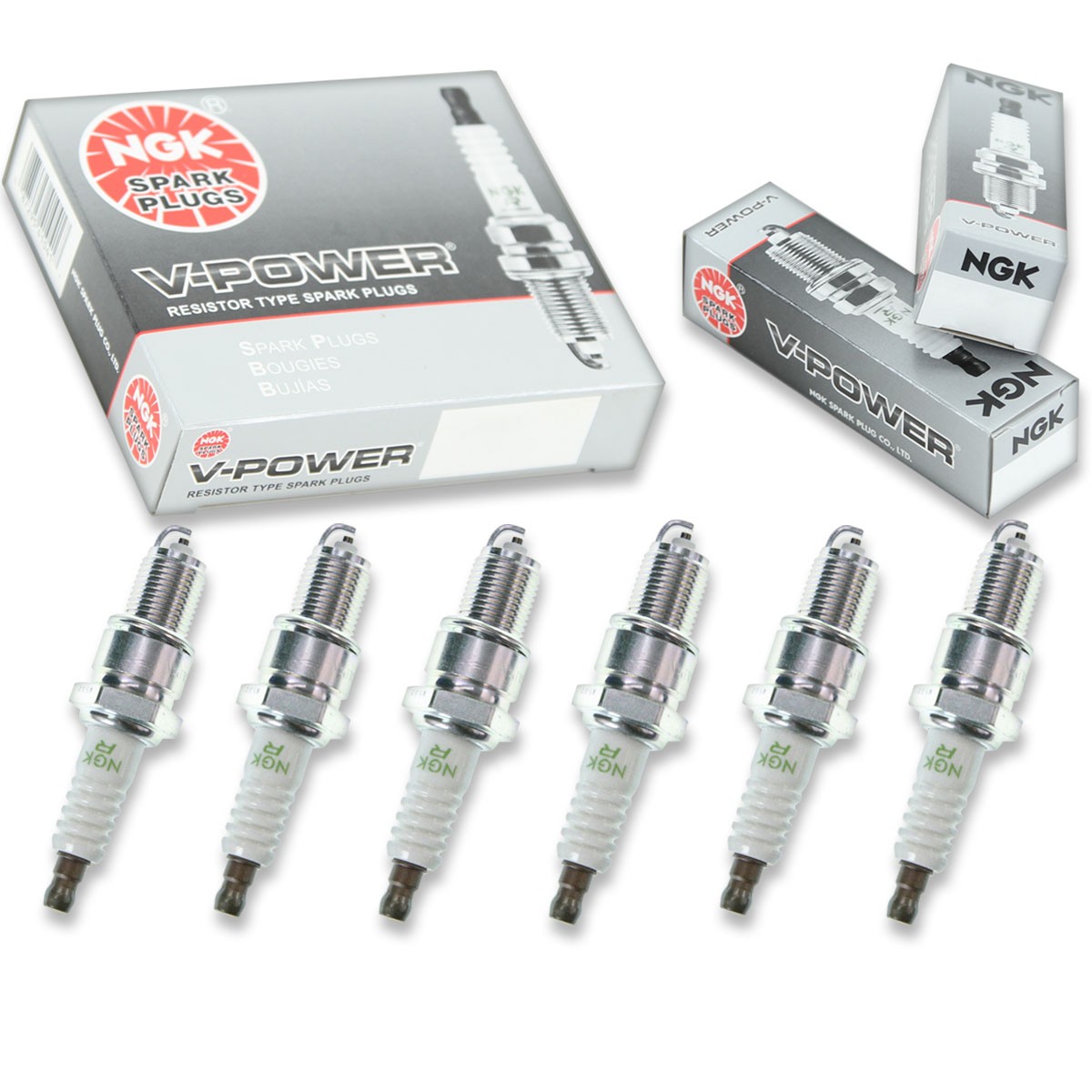 6 pcs NGK V-Power Spark Plugs for 1985-1987 BMW 635CSi 3.5L L6 - Engine Kit kg