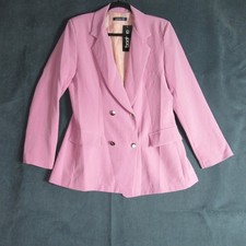 BOOHOO Blazer Womens 8 Blush Pink Double Breasted Military Jacket Office NWT
