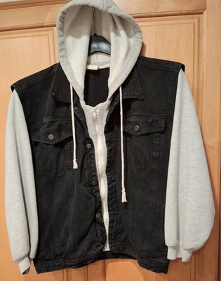 VINTAGE  Y2K  JONATAN  G  DENIM SWEATSHIRT BASKETBALL  JACKET  SIZE (M)     @N