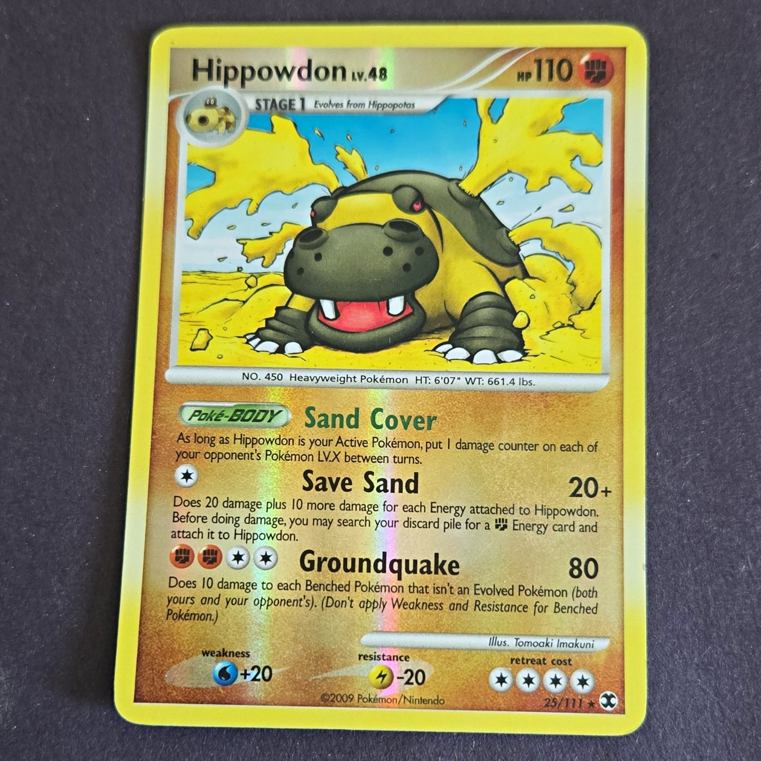 Pokemon TCG Hippowdon 25/111 Rising Rivals English 2009 Rare Regular 110HP