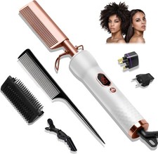 Hot Comb,Travel Curling Iron Double Voltage 110-240V with European Plug Adapt...