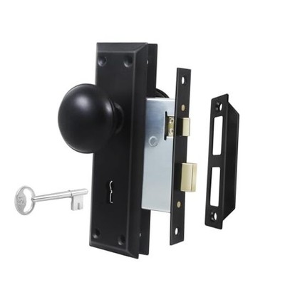 Mortise Lock Set for Interior Door, Vintage Old Mortise Lock 1 Pack Matte Black