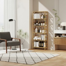 Libreria Nordica 6 Ripiani Bambù 60x26x161 cm Legno Naturale DecHome