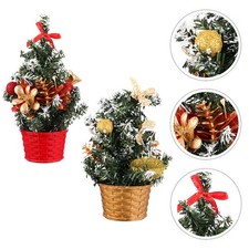2 Pcs Desktop Ornaments Home Decoration Artificial Christmas Tree