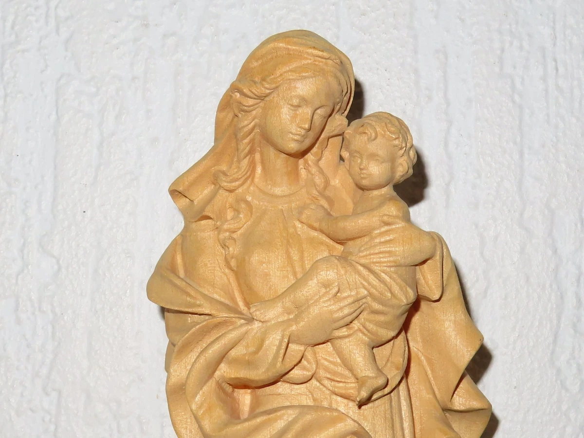 Heiligenfigur Holzfigur Heilige Maria mit Jesuskind H: 20,9cm