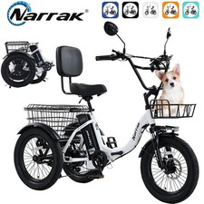 NARRAK Fat Tire Folding Electric Trike Peak Adults 13Ah Shimano 7-Speed N6 N3🛵