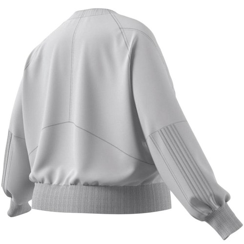 NEU Adidas Übergröße Jacke Glam On durchgehender Reißverschluss leichter Bomber grau Satin 1X - Bild 6 von 7