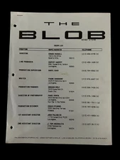 The Blob 1988 Crew List Movie Film Greg Jein FX Miniatures Horror Vintage RARE