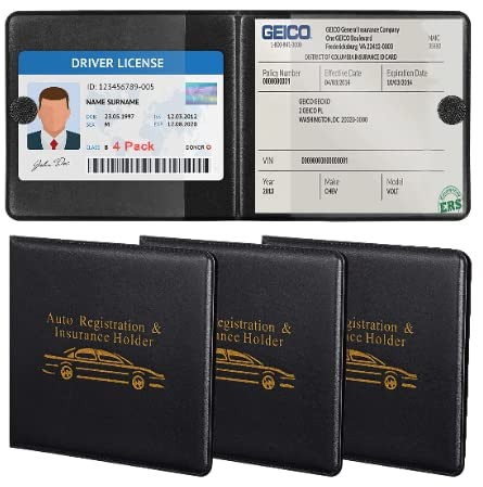 Car Auto Insurance Registration BLACK Document Wallet Holders 4 - Picture 2 of 8